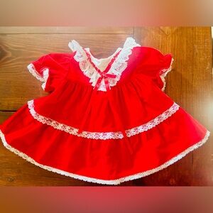 Red Velvet Dress 1980s Kalula Kids Vintage Baby Clothes Excellent Condition